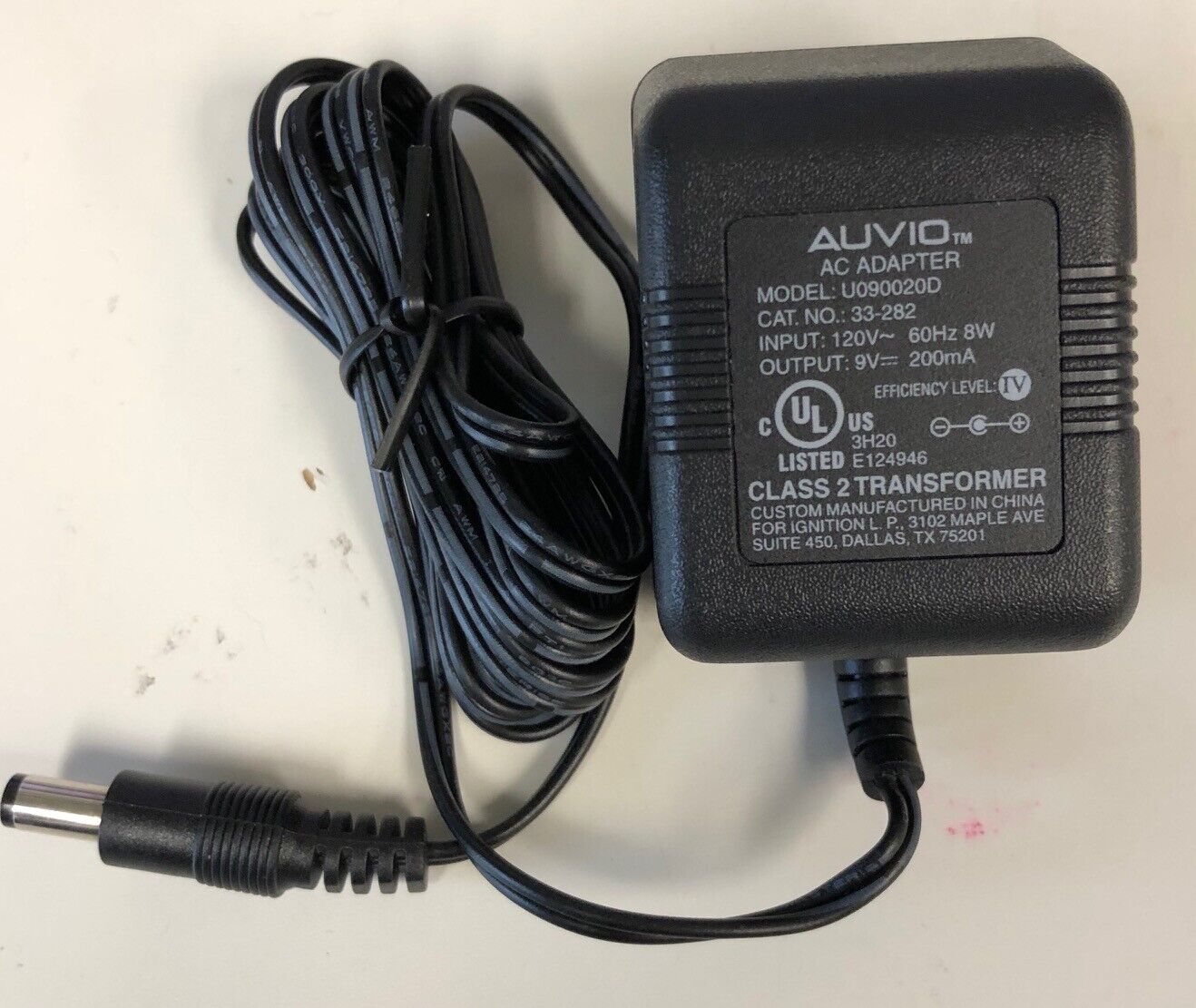 *Brand NEW* Auvio 9V 200mA AC Adaptor Cat NO 33-282 Model U090020D American Telecom POWER Supply